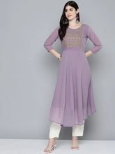 Embroidered flaired gorgette kurta